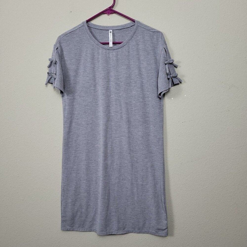 Fabletics Women's Size xs Bow Sleeve Yani Tee‎ Shirt Dress Gray Relaxed Fit